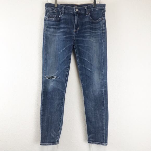 Agolde Sophie Crop Distressed Starwood Raw Hem Torn Knee Made in USA Jeans 29 - Picture 1 of 15